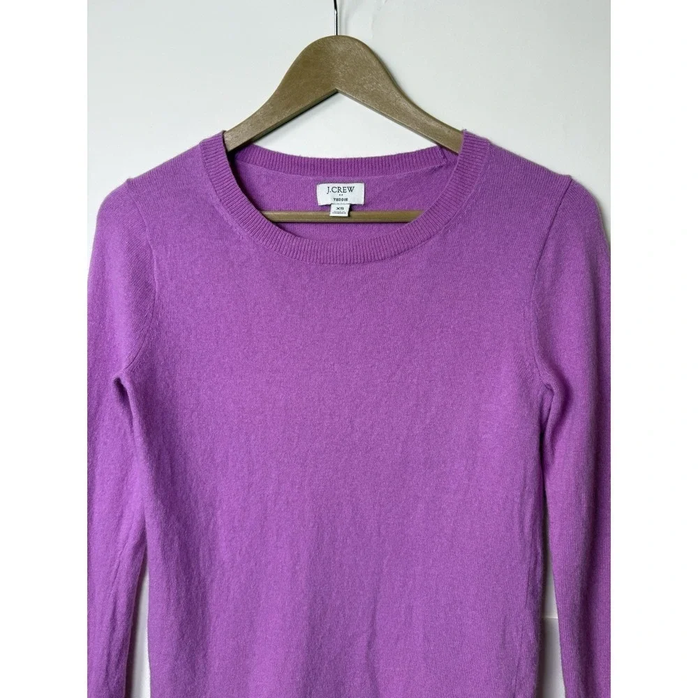 J.Crew Teddie Sweater Pink Purple Wool Blend Long Sleeve Crewneck Top F5199 XS